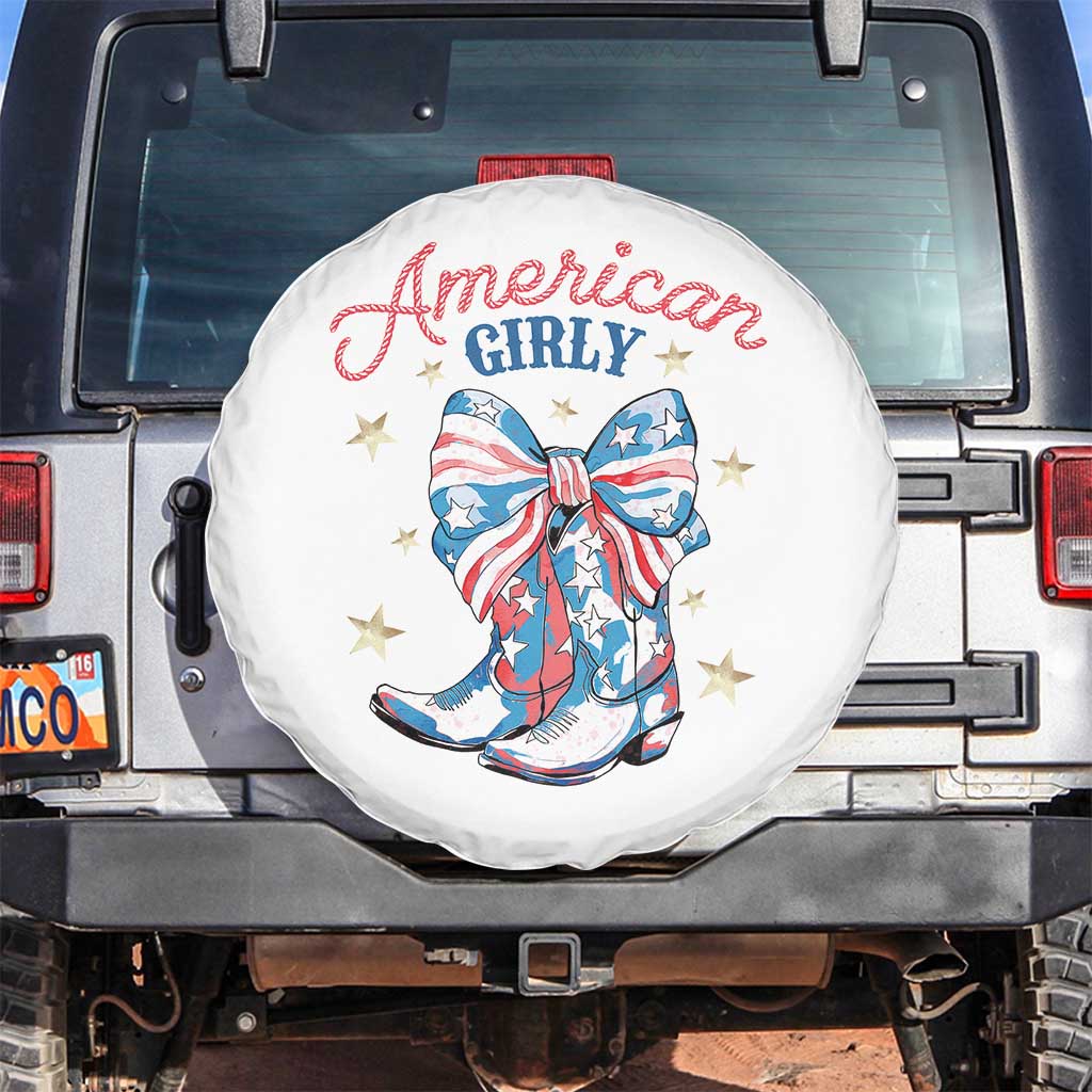 Funny 4th Of July Country Cowgirl Spare Tire Cover American Girly Western Cowboy Boots TS11 No hole White Print Your Wear