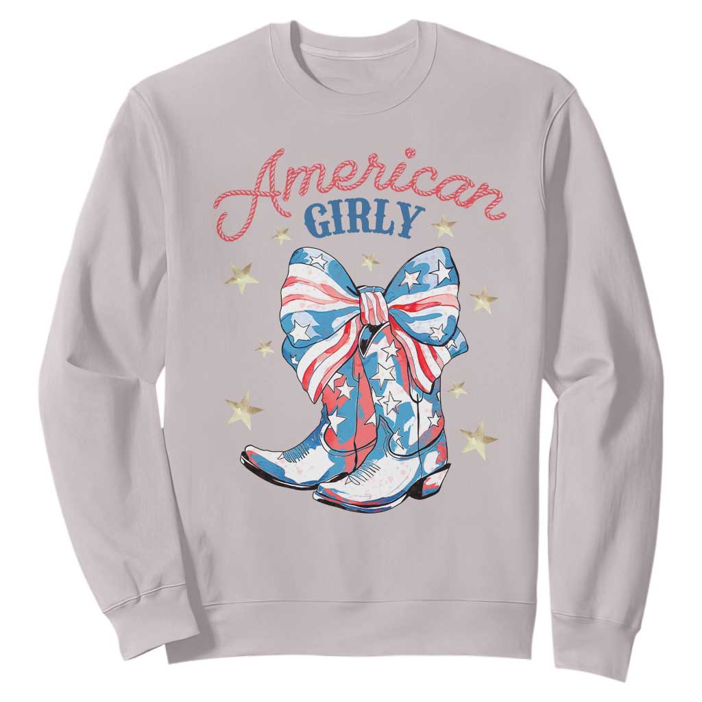 Funny 4th Of July Country Cowgirl Sweatshirt American Girly Western Cowboy Boots TS11 Ice Gray Print Your Wear