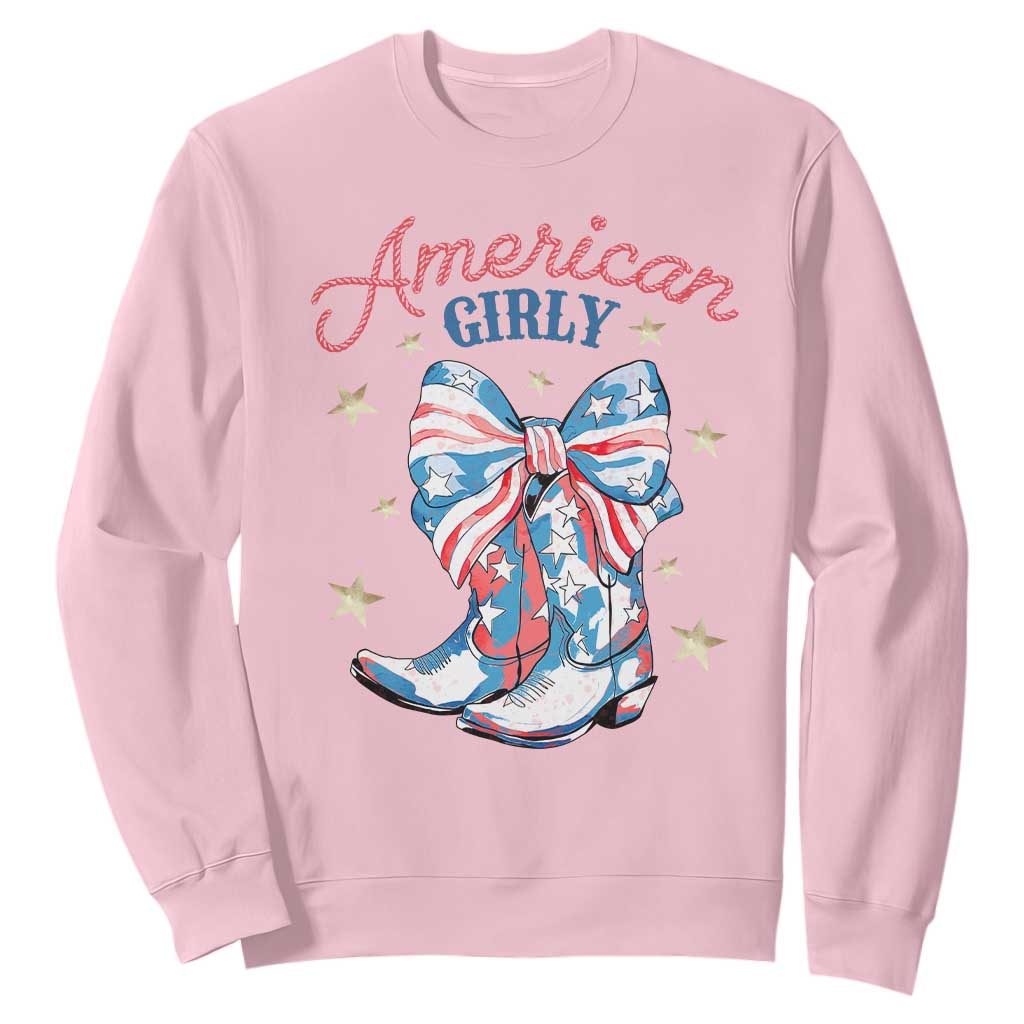 Funny 4th Of July Country Cowgirl Sweatshirt American Girly Western Cowboy Boots TS11 Light Pink Print Your Wear