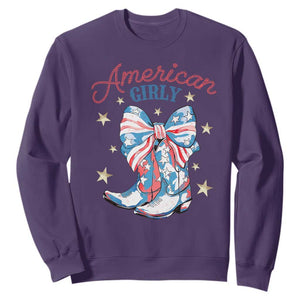 Funny 4th Of July Country Cowgirl Sweatshirt American Girly Western Cowboy Boots TS11 Purple Print Your Wear
