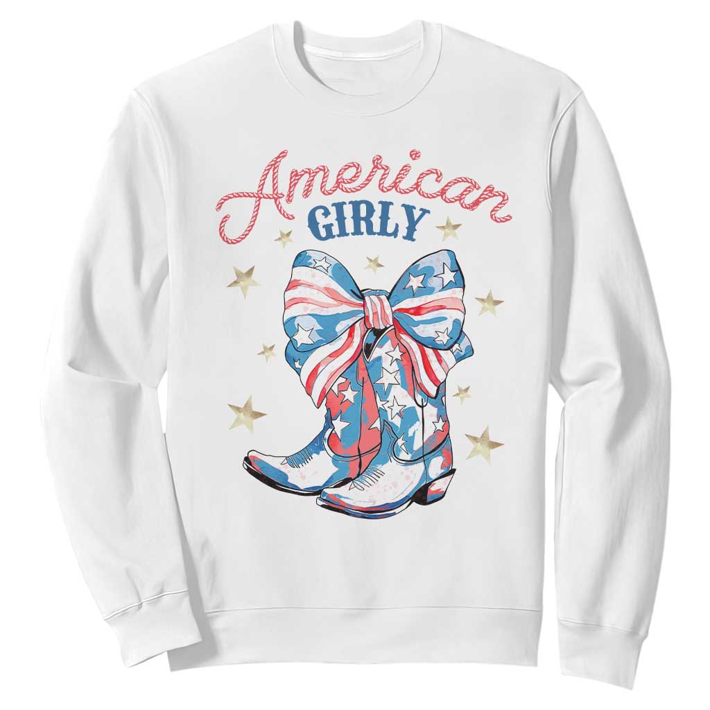 Funny 4th Of July Country Cowgirl Sweatshirt American Girly Western Cowboy Boots TS11 White Print Your Wear