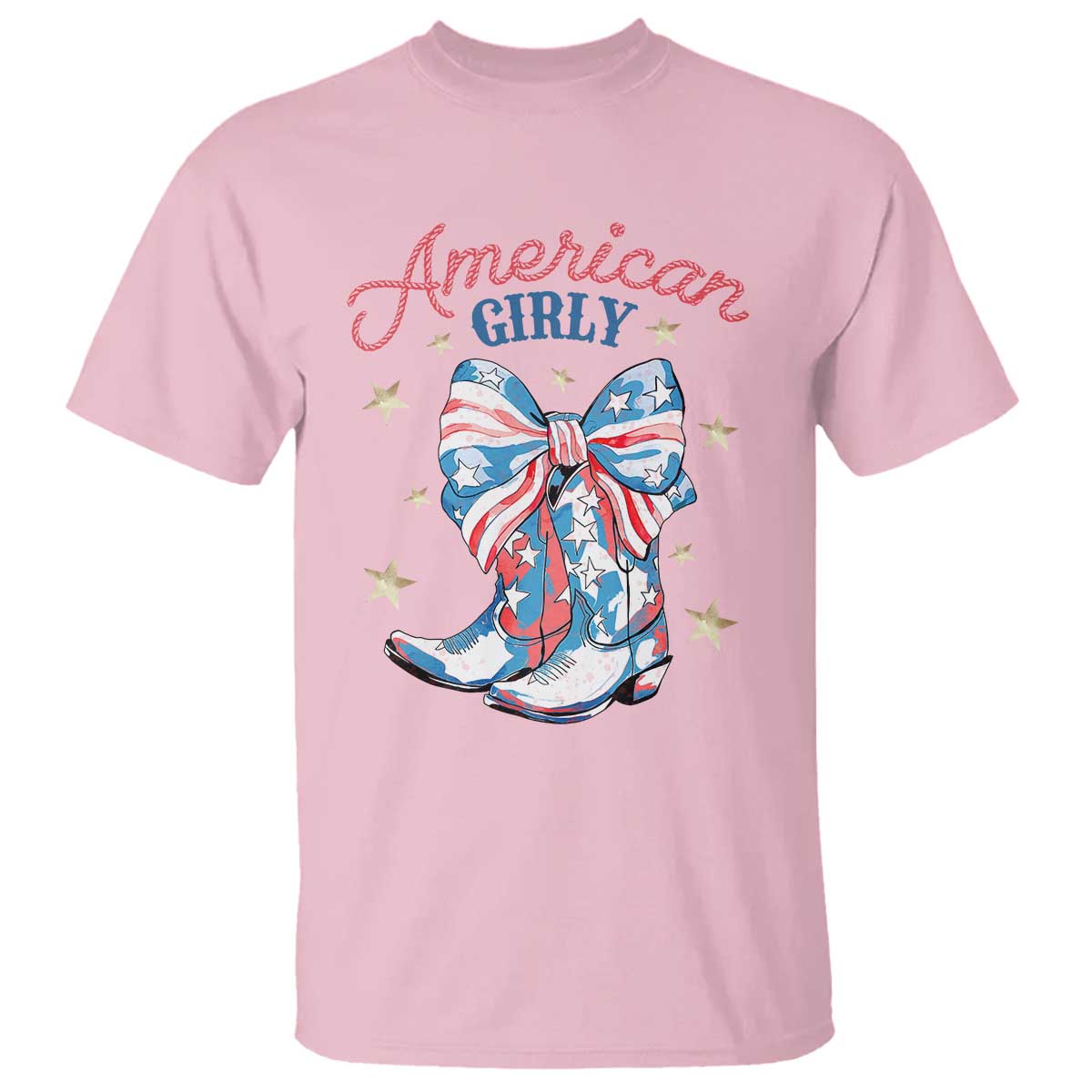 Funny 4th Of July Country Cowgirl T Shirt American Girly Western Cowboy Boots TS11 Light Pink Print Your Wear