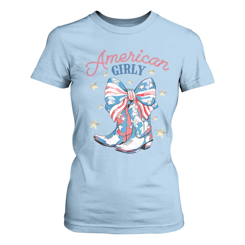 Funny 4th Of July Country Cowgirl T Shirt For Women American Girly Western Cowboy Boots TS11 Light Blue Print Your Wear