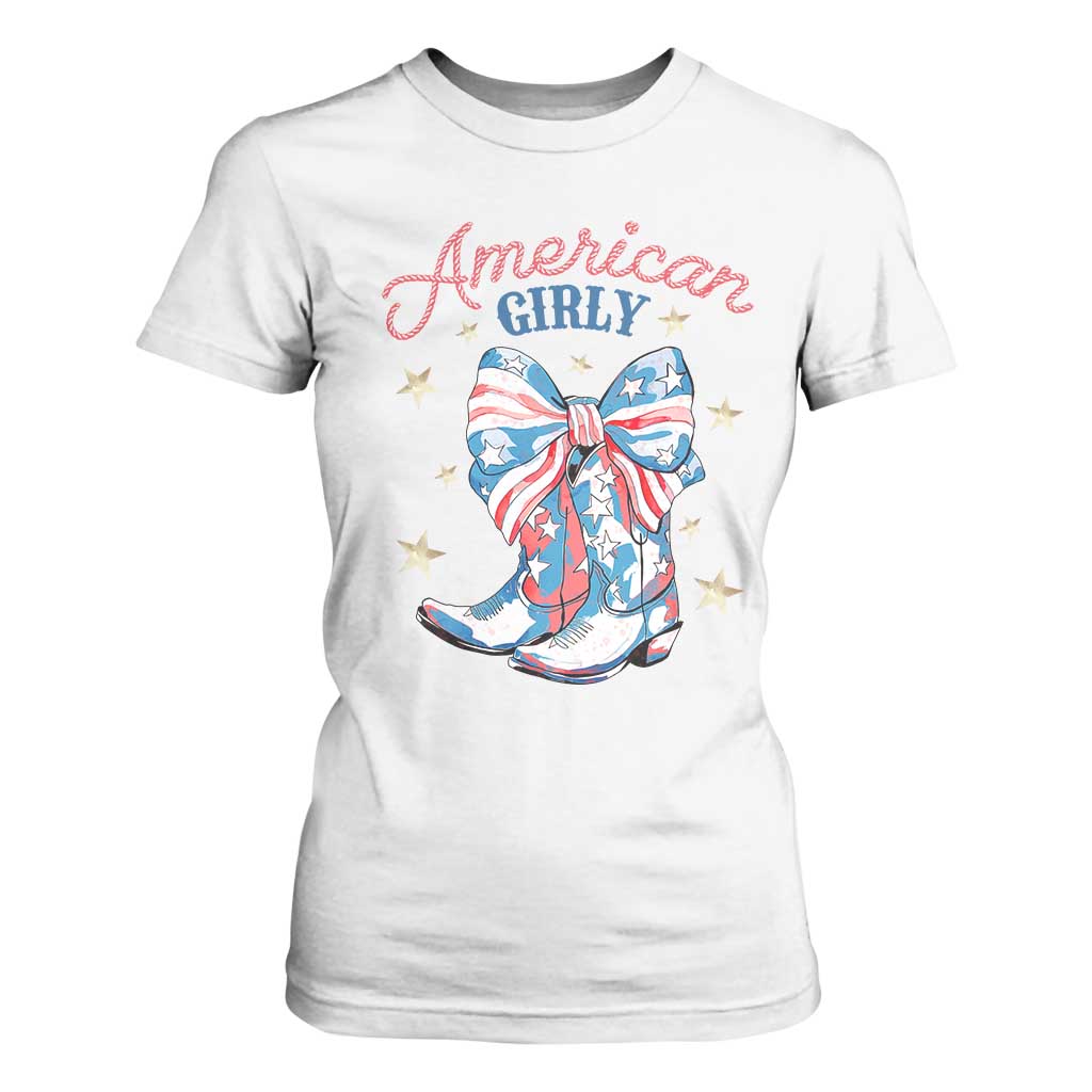 Funny 4th Of July Country Cowgirl T Shirt For Women American Girly Western Cowboy Boots TS11 White Print Your Wear