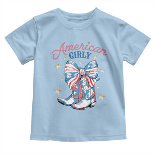 Funny 4th Of July Country Cowgirl Toddler T Shirt American Girly Western Cowboy Boots TS11 Light Blue Print Your Wear