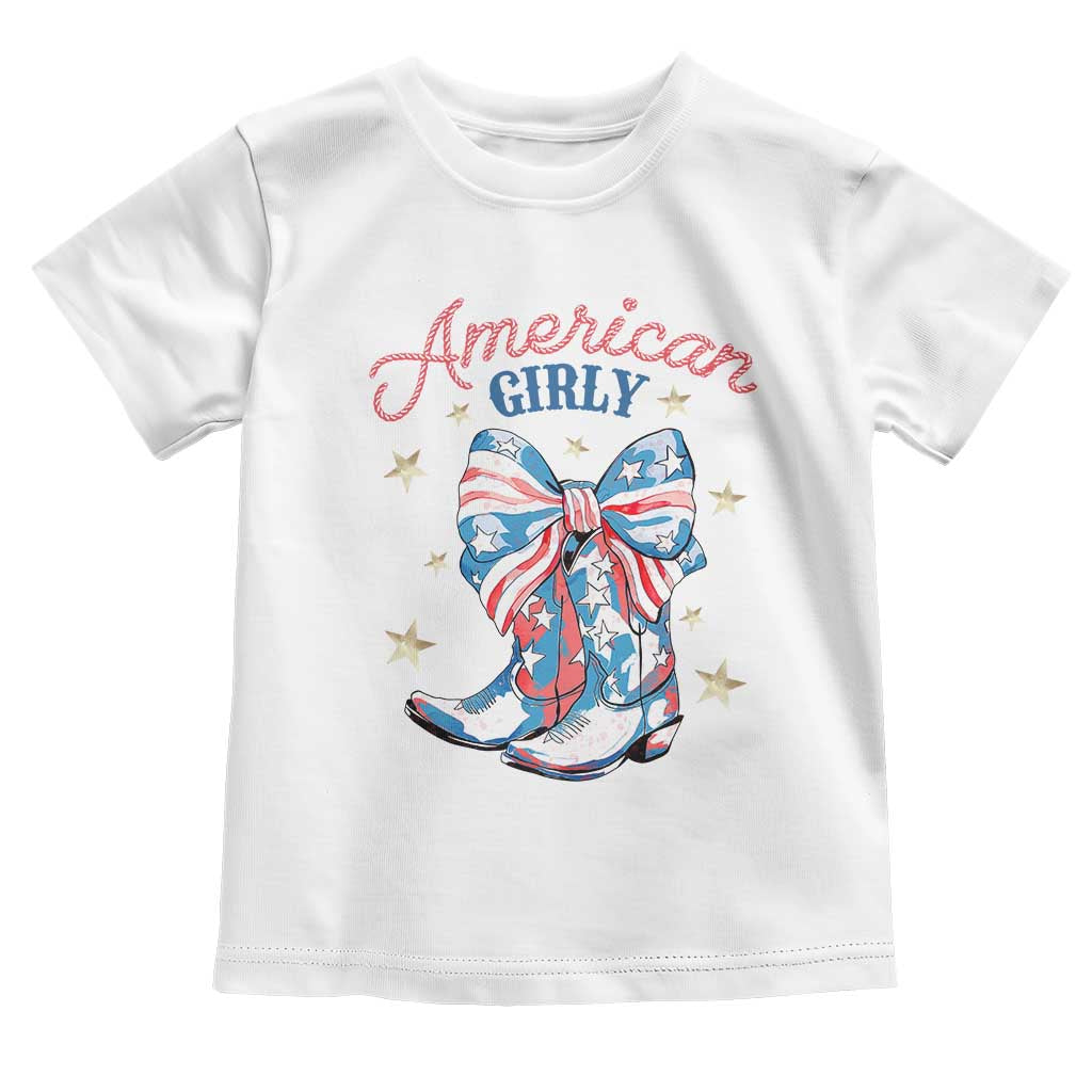 Funny 4th Of July Country Cowgirl Toddler T Shirt American Girly Western Cowboy Boots TS11 White Print Your Wear