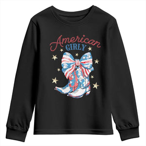 Funny 4th Of July Country Cowgirl Youth Sweatshirt American Girly Western Cowboy Boots TS11 Black Print Your Wear