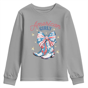 Funny 4th Of July Country Cowgirl Youth Sweatshirt American Girly Western Cowboy Boots TS11 Sport Gray Print Your Wear