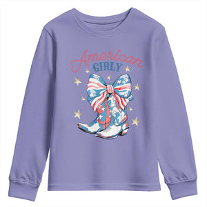 Funny 4th Of July Country Cowgirl Youth Sweatshirt American Girly Western Cowboy Boots TS11 Violet Print Your Wear