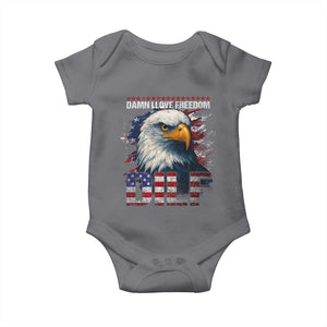Funny 4th Of July DILF Damn I Love Freedom Baby Onesie Vintage Bald Eagle 4th Of July TS11 Charcoal Print Your Wear