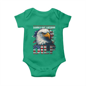 Funny 4th Of July DILF Damn I Love Freedom Baby Onesie Vintage Bald Eagle 4th Of July TS11 Irish Green Print Your Wear