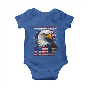Funny 4th Of July DILF Damn I Love Freedom Baby Onesie Vintage Bald Eagle 4th Of July TS11 Royal Blue Print Your Wear