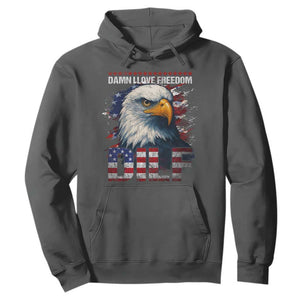 Funny 4th Of July DILF Damn I Love Freedom Hoodie Vintage Bald Eagle 4th Of July TS11 Dark Heather Print Your Wear