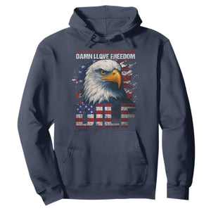 Funny 4th Of July DILF Damn I Love Freedom Hoodie Vintage Bald Eagle 4th Of July TS11 Navy Print Your Wear