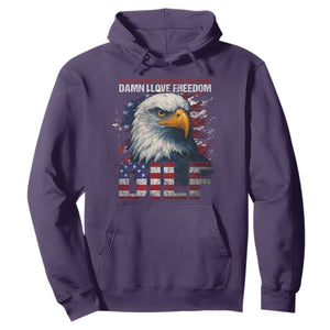 Funny 4th Of July DILF Damn I Love Freedom Hoodie Vintage Bald Eagle 4th Of July TS11 Purple Print Your Wear