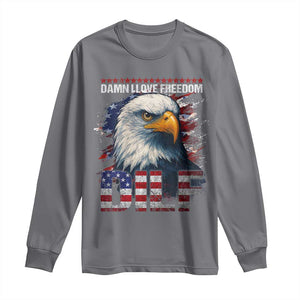 Funny 4th Of July DILF Damn I Love Freedom Long Sleeve Shirt Vintage Bald Eagle 4th Of July TS11 Charcoal Print Your Wear