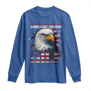 Funny 4th Of July DILF Damn I Love Freedom Long Sleeve Shirt Vintage Bald Eagle 4th Of July TS11 Royal Blue Print Your Wear