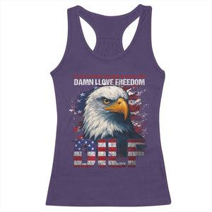 Funny 4th Of July DILF Damn I Love Freedom Racerback Tank Top Vintage Bald Eagle 4th Of July TS11 Purple Print Your Wear