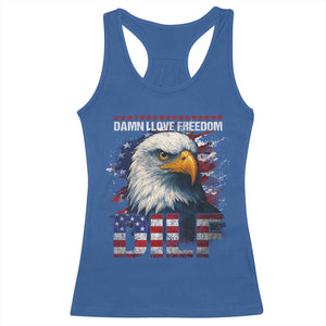 Funny 4th Of July DILF Damn I Love Freedom Racerback Tank Top Vintage Bald Eagle 4th Of July TS11 Royal Blue Print Your Wear