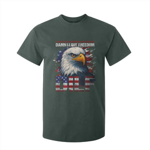 Funny 4th Of July DILF Damn I Love Freedom T Shirt For Kid Vintage Bald Eagle 4th Of July TS11 Dark Forest Green Print Your Wear