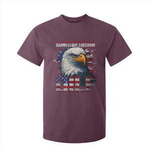Funny 4th Of July DILF Damn I Love Freedom T Shirt For Kid Vintage Bald Eagle 4th Of July TS11 Maroon Print Your Wear
