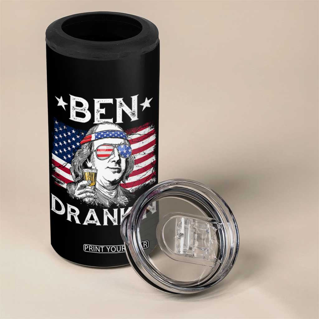 Funny 4th Of July Drinking 4 in 1 Can Cooler Tumbler Ben Drankin Beer Mug American Flag TS11 Print Your Wear