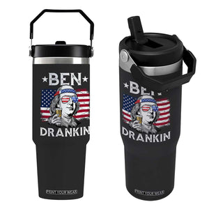 Funny 4th Of July Drinking Flip Straw Tumbler Ben Drankin Beer Mug American Flag TS11 One Size: 30 oz Black Print Your Wear