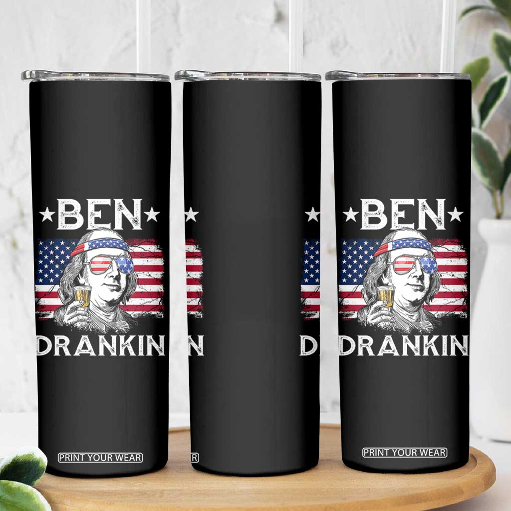 Funny 4th Of July Drinking Skinny Tumbler Ben Drankin Beer Mug American Flag TS11 Print Your Wear