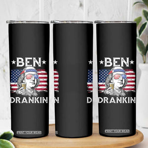 Funny 4th Of July Drinking Skinny Tumbler Ben Drankin Beer Mug American Flag TS11 Print Your Wear
