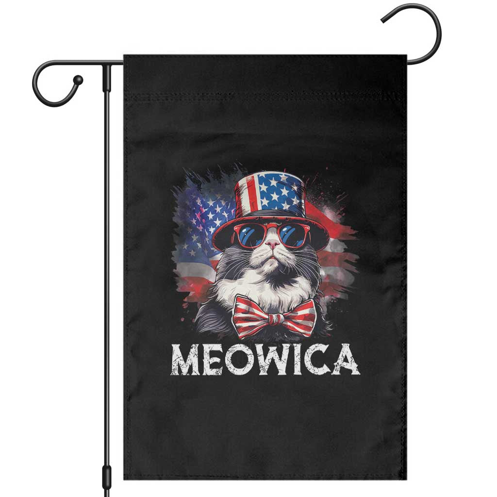 Funny 4th Of July Garden Flag Meowica American Flag USA Cat TS11 Black Print Your Wear