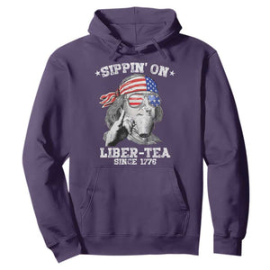 Funny 4th Of July Hoodie Sippin On Liber Tea Liberty Ben Franklin 1776 USA Flag TS10 Purple Print Your Wear