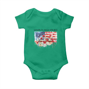 Funny 4th Of July Land Of The Free Because Of The Brave Baby Onesie American Flag Flowers TS11 Irish Green Print Your Wear