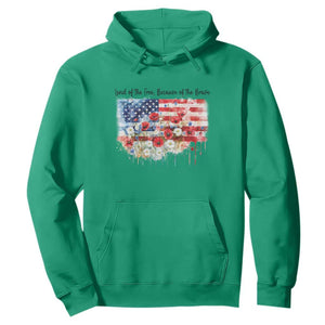 Funny 4th Of July Land Of The Free Because Of The Brave Hoodie American Flag Flowers TS11 Irish Green Print Your Wear