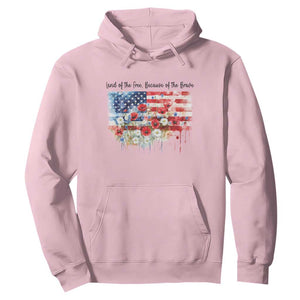 Funny 4th Of July Land Of The Free Because Of The Brave Hoodie American Flag Flowers TS11 Light Pink Print Your Wear