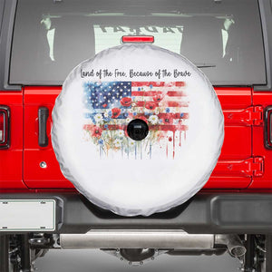 Funny 4th Of July Land Of The Free Because Of The Brave Spare Tire Cover American Flag Flowers TS11 White Print Your Wear