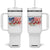 Funny 4th Of July Land Of The Free Because Of The Brave Tumbler With Handle American Flag Flowers TS11 One Size: 40 oz White Print Your Wear
