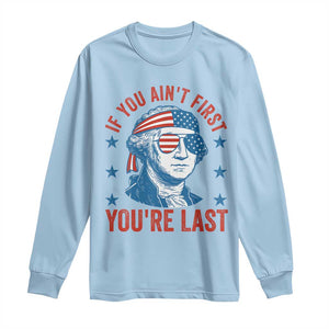 Funny 4th Of July Long Sleeve Shirt George Washington Stay Strapped Or Get Clapped TS10 Light Blue Print Your Wear