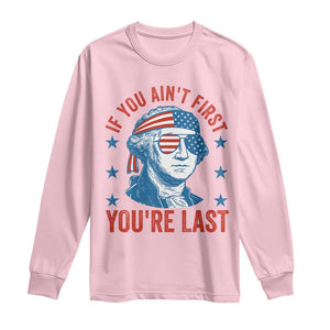 Funny 4th Of July Long Sleeve Shirt George Washington Stay Strapped Or Get Clapped TS10 Light Pink Print Your Wear