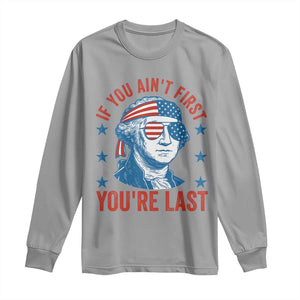Funny 4th Of July Long Sleeve Shirt George Washington Stay Strapped Or Get Clapped TS10 Sport Gray Print Your Wear