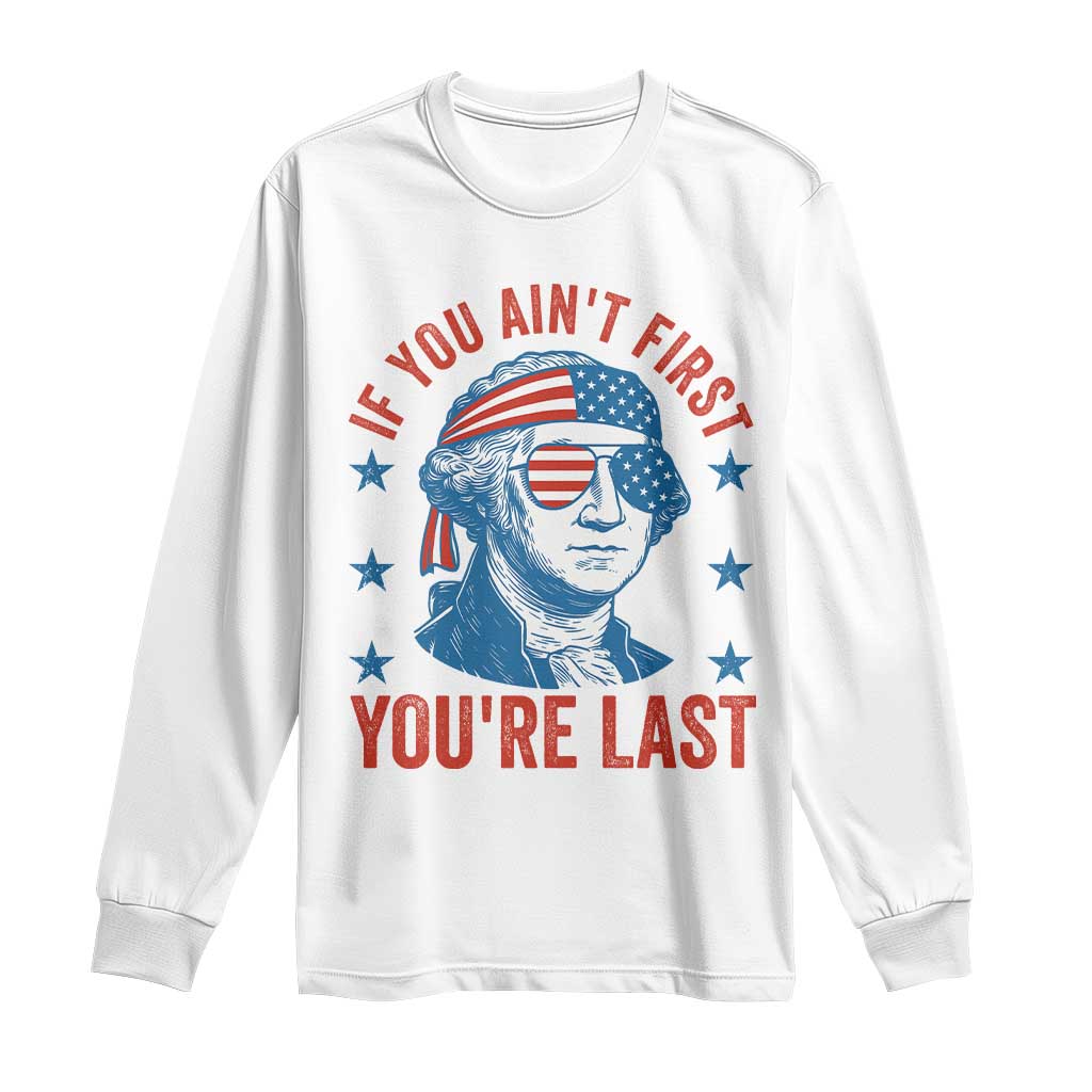 Funny 4th Of July Long Sleeve Shirt George Washington Stay Strapped Or Get Clapped TS10 White Print Your Wear