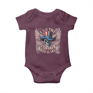 Funny 4th Of July Patriotic Skull Baby Onesie I Am The Rockets Red Glare EST 1776 TS11 Maroon Print Your Wear