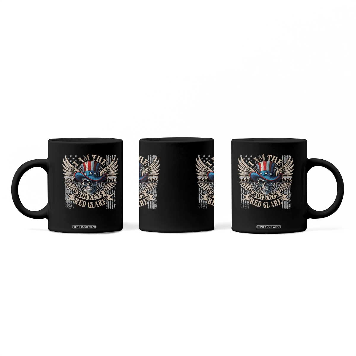 Funny 4th Of July Patriotic Skull Coffee Mug I Am The Rockets Red Glare EST 1776 TS11 Print Your Wear