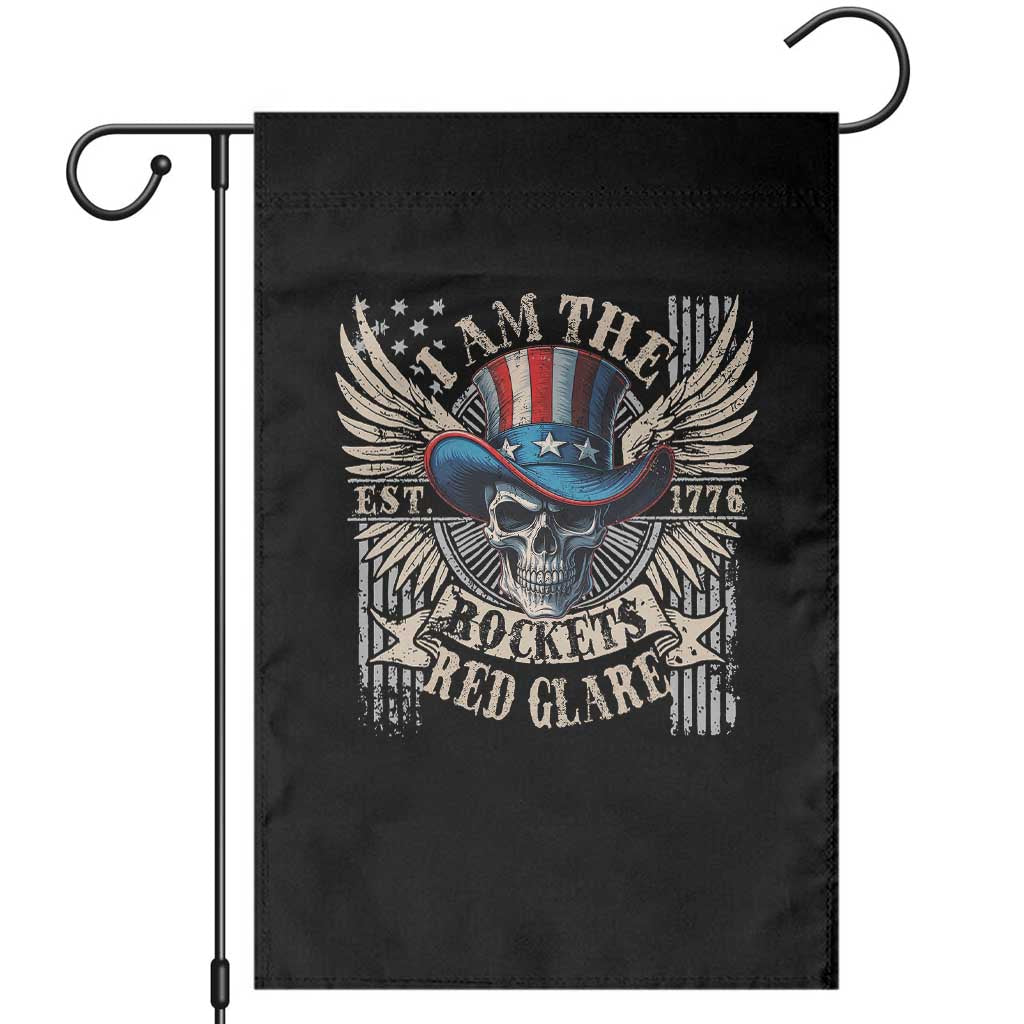 Funny 4th Of July Patriotic Skull Garden Flag I Am The Rockets Red Glare EST 1776 TS11 Black Print Your Wear