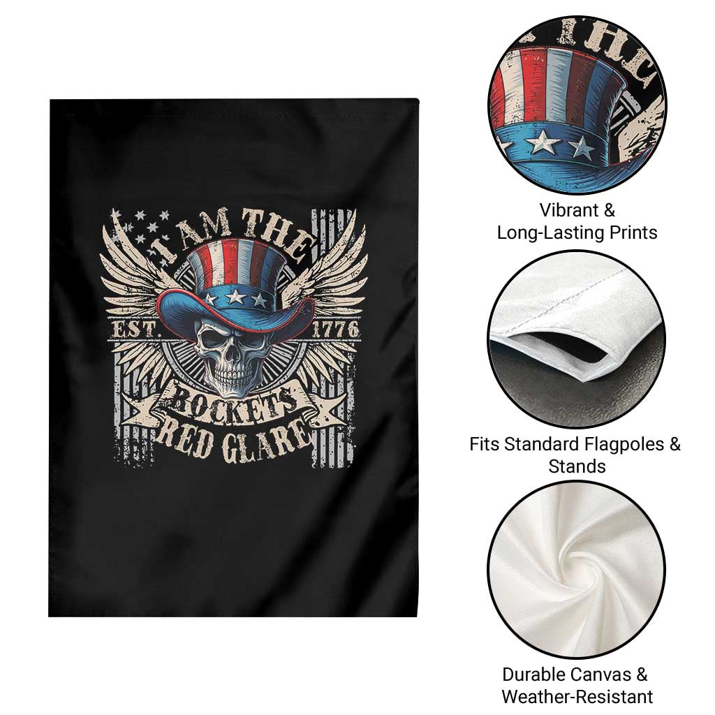 Funny 4th Of July Patriotic Skull Garden Flag I Am The Rockets Red Glare EST 1776 TS11 Print Your Wear