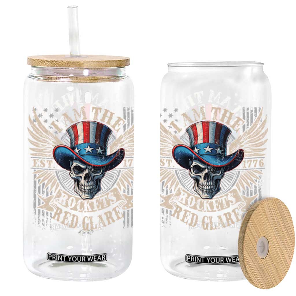 Funny 4th Of July Patriotic Skull Glass Can I Am The Rockets Red Glare EST 1776 TS11 Black Print Your Wear