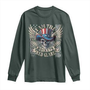 Funny 4th Of July Patriotic Skull Long Sleeve Shirt I Am The Rockets Red Glare EST 1776 TS11 Dark Forest Green Print Your Wear