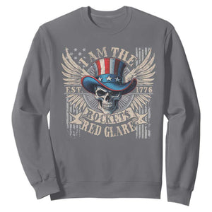 Funny 4th Of July Patriotic Skull Sweatshirt I Am The Rockets Red Glare EST 1776 TS11 Charcoal Print Your Wear