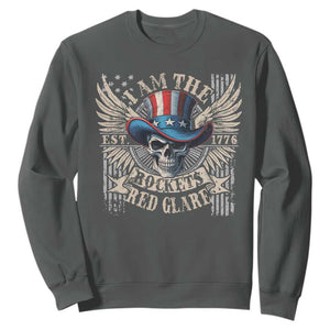Funny 4th Of July Patriotic Skull Sweatshirt I Am The Rockets Red Glare EST 1776 TS11 Dark Heather Print Your Wear
