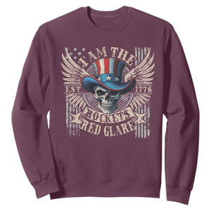 Funny 4th Of July Patriotic Skull Sweatshirt I Am The Rockets Red Glare EST 1776 TS11 Maroon Print Your Wear