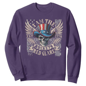 Funny 4th Of July Patriotic Skull Sweatshirt I Am The Rockets Red Glare EST 1776 TS11 Purple Print Your Wear